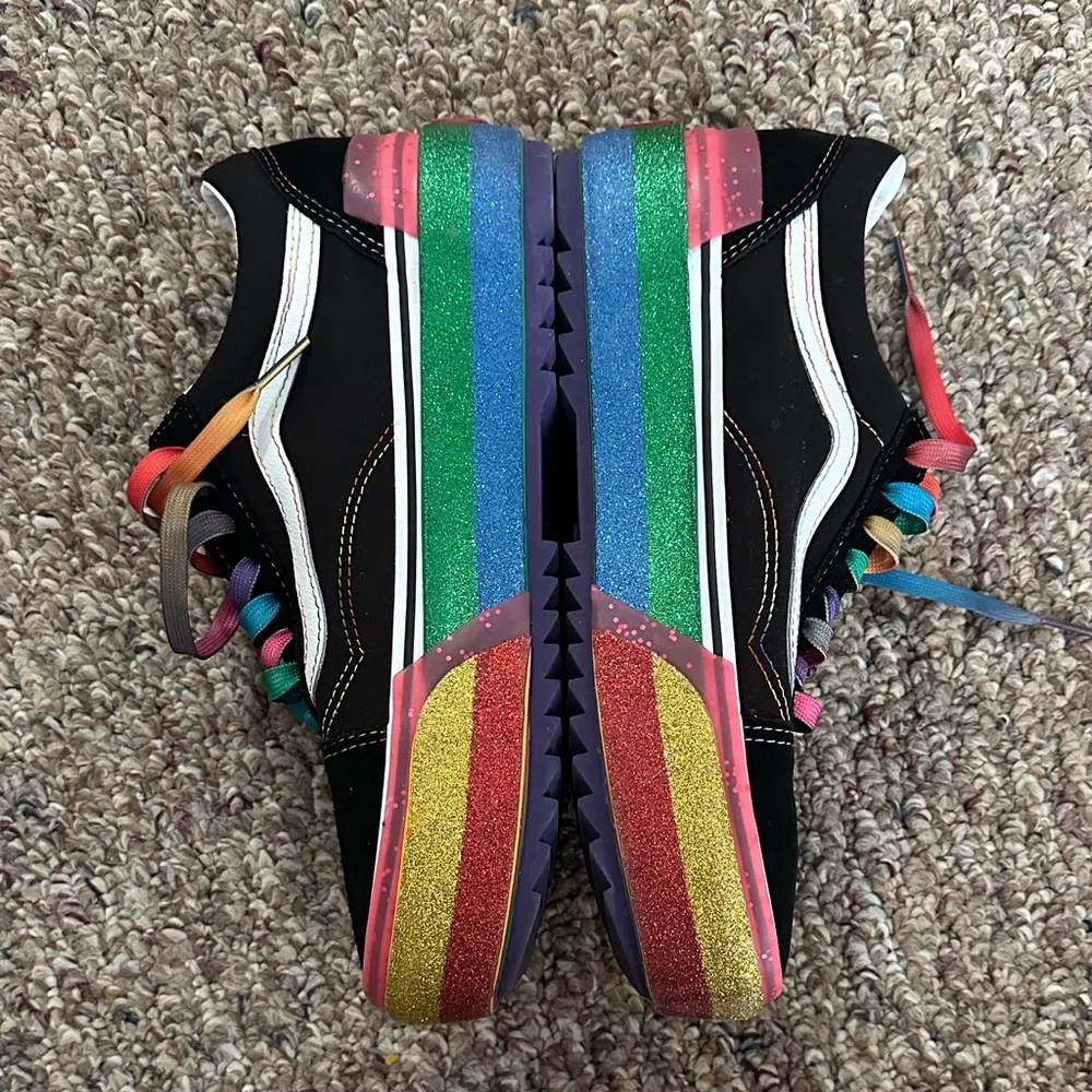 Vans Black Sneakers with Rainbow Soles - Picture 2 of 8